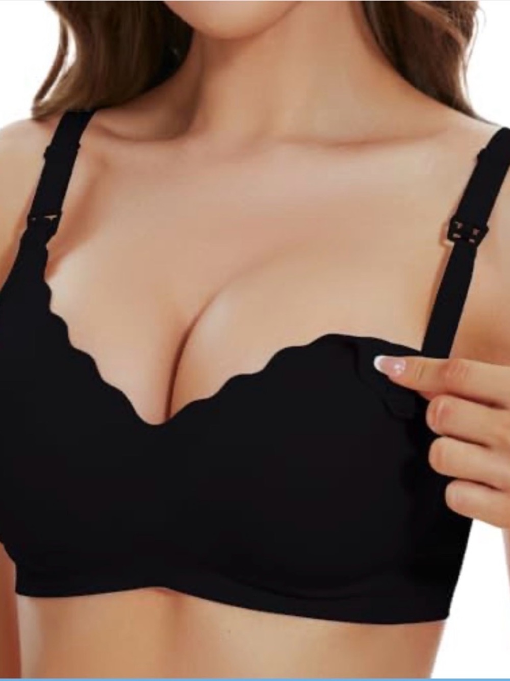 Dresime Seamless Scallop Nursing Bra -w extender Black Size Large